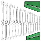 SWANLAKE 32-Piece Combination Wrench Set, SAE and Metric, 1/4\"-1\" & 7mm-22mm, 12 Point, Chrome Vanadium Steel