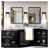 Kalium Wall Sconces Set of Two, Modern Vanity Lights with Double Clear Glass Shade Matte Black Indoor Farmhouse Wall Lights for Bathroom Living Room Bedroom Hallway Bulb E26 Base (Bulbs Not Included)