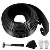 No Dig Landscape Edging 2\" x 33FT Kit, Plastic Edging for Landscaping with 100 Spikes, for Garden, Lawn, Flower Beds and Yard, Black