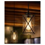 Osimir Glass Pendant Lights Kitchen Island 2 Pack, Black Mini Pendant Light with Clear Glass, Farmhouse Industrial Cage Hanging Lighting for Kitchen Sink Dining Room Bathroom, CH9176-1-2PK