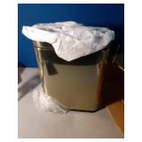 mDesign Metal Freestanding Slim Toilet Bowl Brush and Holder + Rectangle Narrow 5 Liter / 1.3 Gallon Step Pedal Trash Can Wastebasket for Bathroom - Small, Compact Design - Set of 2 - Soft Brass