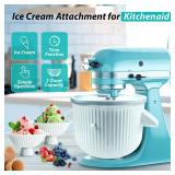 PRE OWNED Ice Cream Maker Attachment for KitchenAid Stand Mixer, Ice Cream Bowl Compatible with 4.5Qt and Larger Stand Mixers, Ice Cream & Sorbet Gelato Maker Attachment, 2 Quart, White