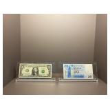 ONE PACK IEEK Acrylic Dollar Bill Display Case Dollar Frame Clear Paper Money Holders Currency Ticket Protector Paper Money Frame for Bill Collectors,7.3 x 3.5 Inch