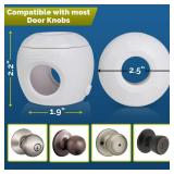 Child Safety Door Knob Cover (4 Pack) Hard-to-Remove Dual-Lock Door Handle Covers for Kids - Reusable Baby Proof Door Knob Locks - Installs Easily, No Tools Needed (White)