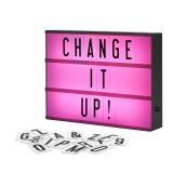 My Cinema Lightbox Cinema Light Box Letter Board - 12x9-Inch Light Up Signs with 100 Letters, Numbers, and Symbols - Neon Sign with White LED, RGB, and Color Freeze Mode for Home Decor