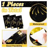 Tudomro 3 Pcs Happy Birthday Tablecloths Happy Birthday Party Decorations Plastic Table Cover Rectangular Cloths for Women Men Baby Shower Party Supplies, 108 x 54 Inch (Black Gold)