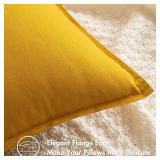 MIULEE Pack of 2 Decorative Linen Pillow Covers Boho Farmhouse Modern Soft Accent Throw Pillows Neutral Cushion Covers for Sofa Couch Bed Living Room Home Decor, 20x20 Inch Yellow