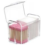 Sooyee Qtip Holder Dispenser for Cotton Ball, Swab, Round Pads, Floss,3 Compartment Plastic Apothecary Jars,Bathroom Organization ,Vanity Organizers and Storage,Clear