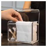Sooyee Qtip Holder Dispenser for Cotton Ball, Swab, Round Pads, Floss,3 Compartment Plastic Apothecary Jars,Bathroom Organization ,Vanity Organizers and Storage,Clear