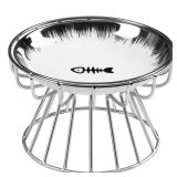Wellbro Cat Bowls, Elevated Bowl, Raised Ceramic Dish with Metal Stand, Pet Water or Food Feeding Station for Indoor Cats, Kitten,Dishwash Safe