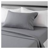 Amazon Basics Lightweight Super Soft Easy Care Wrinkle Free Microfiber 3 Piece Bed Sheet Set with 14-Inch Deep Pockets, Twin, Dark Gray, Solid, Kids, Men & Women Bedding