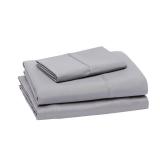 Amazon Basics Lightweight Super Soft Easy Care Wrinkle Free Microfiber 3 Piece Bed Sheet Set with 14-Inch Deep Pockets, Twin, Dark Gray, Solid, Kids, Men & Women Bedding