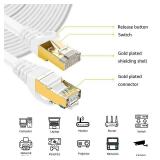 DEFACE Cat 8 Ethernet Cable 100 Ft Cat8 Internet Cable Flat Gigabit High Speed Shielded RJ45 LAN Cable White