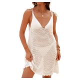 Bsubseach Swimsuit Coverup for Women Crochet Bathing Suit Cover Up 2025 Summer Swimwear Knit Sleeveless Beach Tank Dress White M