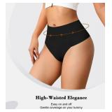 ASIMOON Womens Thongs High Waisted Seamless Underwear Soft Sexy Breathable Panties Lightweight Tummy Control Thongs 6 Pack