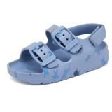 INMINPIN Toddler Boys Girls Buckle Sandals Comfort Open Toe Sandal with Adjustable Back Strap, Haze Blue, 6 Toddler