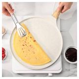 SENSARTE Nonstick Crepe Pan with Spreader, 10-Inch Natural Ceramic Coating Dosa Pan Pancake Flat Skillet Tawa Griddle with Stay-Cool Handle, Induction Compatible (White)