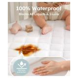 Yoofoss Waterproof Crib Mattress Protector 2 Pack, Quilted Crib Mattress Pad Cover Ultra Soft and Breathable, Machine Washable Toddler Mattress Protector for Standard Baby Crib Size 52