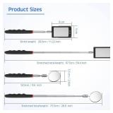 Frienda 2 Pieces Lighted Telescoping Inspection Mirror Flexible Retractable LED Automotive Extension Round Dental Mirror with Light Pickup Tools Birthday Christmas Gift for Men Husband Father