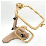 Nurge Adjustable Embroidery Table Stand and Embroidery Hoop Small-Medium , Cross Stitch Hoop Stand, Embroidery Hoop Holder. Hand Polished Natural Wood (Stand + No:2-3)