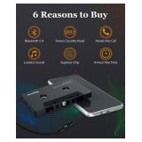 arsvita Bluetooth 5.0 Cassette to Aux Adapter for Car, Tape Audio Adapter, Hands-Free Call, Charcoal Black
