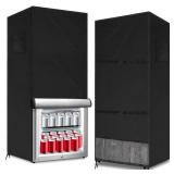 Coldairsoap Outdoor Refrigerator Cover Outdoor Dustproof Freezer Covers for Protecting Upright Freezers/Beverage Refrigerator Suitable for Large Cold Rooms (Black, 33\" x 33\" x 67\")
