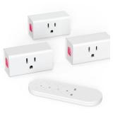 SURNICE Mini Remote Control Outlet On Off Switch Plug for Christmas Lights, 260ft RF Range, Wireless Remote Light Switch 1800W/15A, White, FCC Listed(1 Remote + 3 Outlets)