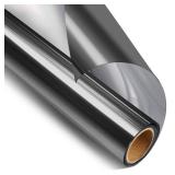 STATINT Privacy Window Film One Way Mirror Glass Tint Heat Control Sun UV Blocking Sliding Door Tinting Reflective Static Cling for Home, Black-Silver, 17.5 Inch X 6.5 Feet