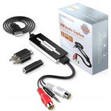 USB Audio Capture Card Grabber for Vinyl Cassette Tapes to Digital MP3 Converter, Support Mac & Windows 10/8.1/8 / 7 / Vista/XP