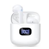 KTGEE Wireless Earbuds Bluetooth 5.3 Headphones, 40Hrs Playback Stereo Ear Buds with LED Display Charging Case IPX7 Waterproof in-Ear Earphones with Mic for Phone Tablet Laptop Sports, White