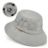 BLACK NOT GREY Sukeen Cotton Bucket Hat for Men Women Adjustable Knob Sun Hat UPF 50+ Wide Brim Fishing Hat for Walking Daily Outdoor Grey