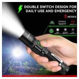 RECHOO Rechargeable Flashlights High Lumens, Double Switch S3000L LED Flashlight, Super Bright 5 Modes Zoomable Waterproof EDC Flashlights for Home, Emergncies, Camping(Battery Included)