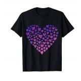 WHITE NOT BLACK Purple and Pink Ombre Hearts T-Shirt Large