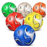 Deekin 6 Pcs Operation Christmas Deflated Soccer Ball with Pump Official Outside Sport Soccer Machine Stitched Ball for Indoor Sport Training Practice Birthday Gift for Child Adult(Size 5)
