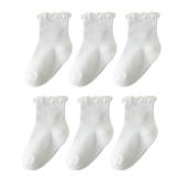 ANYANIME 6 Pairs Toddler Ruffle Socks for Girls - Baby Grip Non Slip Cute Grippy Frilly