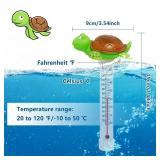 Floating Pool Thermometer, Large Display with String Easy to Read, Shatter Resistant, for Outdoor & Indoor Swimming Pools, Spas, Hot Tubs & Aquariums (Turtle)
