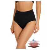 Leovqn Period Swimwear Bikini Menstrual Leakproof Swim Bottoms UPF 50+ Waterproof Brief Light Flow for Women Girls Teens Black