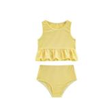 LIZENS Girls Two Piece Swimwear Striped Swimsuit for Kids Girls Swimsuit Tankini Set(LG100-1,3-4T) Yellow