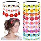Chunyin 24 Pieces Multicolor Flower Headbands for Women Floral Flower Crown Hippie with Adjustable Elastic Hair Band Hair Accessories for Festival Wedding Party(Vivid)