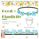 Chunyin 24 Pieces Multicolor Flower Headbands for Women Floral Flower Crown Hippie with Adjustable Elastic Hair Band Hair Accessories for Festival Wedding Party(Vivid)