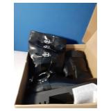 Appears Pre Owned,Size 10 IDIFU Black Knee High Riding Boots Women Low Chunky Heel Motorcycle Boots with Side Zipper Comfortable Round Toe Tall Boots Fall Platform Lug Sole Fashion Buckles Biker Boots