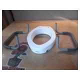 Carex 3.5 Inch Raised Toilet Seat with Arms, Elongated Toilet Seat Riser, 300 lbs Capacity, Elevating and Raising Seat for Elderly and Handicap, Universal, Slip-Resistant with Padded Handles, White