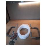 Carex 3.5 Inch Raised Toilet Seat with Arms, Elongated Toilet Seat Riser, 300 lbs Capacity, Elevating and Raising Seat for Elderly and Handicap, Universal, Slip-Resistant with Padded Handles, White