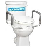 Carex 3.5 Inch Raised Toilet Seat with Arms, Elongated Toilet Seat Riser, 300 lbs Capacity, Elevating and Raising Seat,Universal, Slip-Resistant with Padded Handles, White