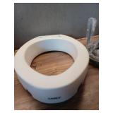 Carex 3.5 Inch Raised Toilet Seat with Arms, Elongated Toilet Seat Riser, 300 lbs Capacity, Elevating and Raising Seat,Universal, Slip-Resistant with Padded Handles, White