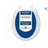 Mayfair Caswell Modern Slow Close Toilet Seat, Easy Clean Hinges and Durable Plastic Seat, Made in USA, Round, White