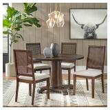 Buylateral Set of 2 Westbury Traditional Cane Dining Chairs Walnut/Cream: Rubberwood Frame, Linen Upholstery - Retail: $280