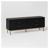 Ellery Luxe TV Stand for TVs up to 60" Black - Threshold: Gold-Finish Legs, Wood Frame, Storage - Retail: $400