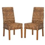 SAFAVIEH Sanibel Nautical Rattan Solid Dining Parsons Chair  Brown (Set of 2) - Retail: $586