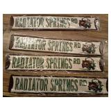Pack of 4 ,Disney Pixar Cars Radiator Springs Road Metal Street Sign - Cars Tow Mater Sign for Garage  Kids